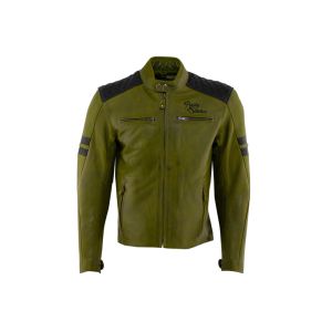Rusty Stitches Jari Leather Motorcycle Jacket incl. outer packaging (green / black)