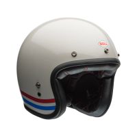 Bell Custom 500 Stripe Vintage Jet Helmet (white / blue / red)